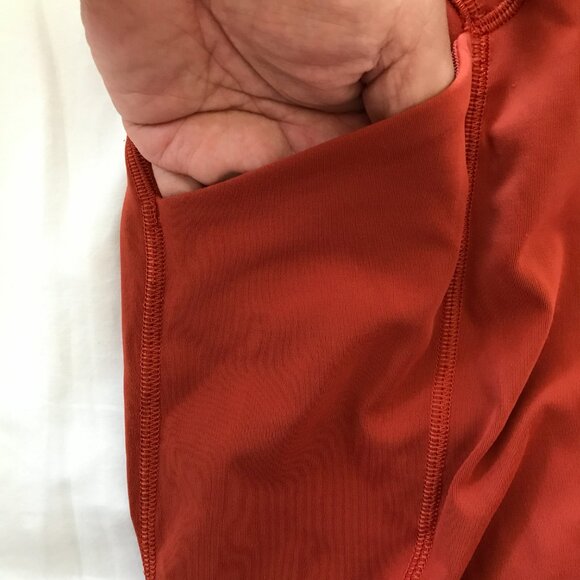 Lululemon Power Thru Leggings Women 6 Orange Mid Rise Media Pockets Stretch - Picture 11 of 12
